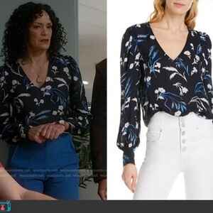 Joie Yadra Floral Silk Blouse (From TV Show So Help Me Todd) Sz XS